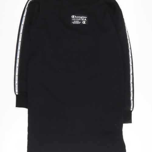 Champion Girls Black Sweatshirt 11Y, Tunic Style, Logo Detail