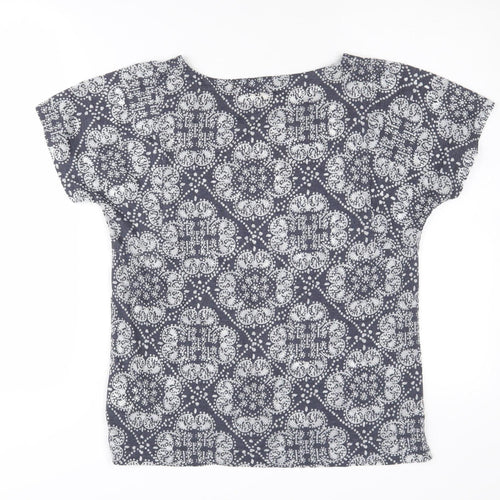 White Stuff Women's Blue Geometric T-Shirt Size 8