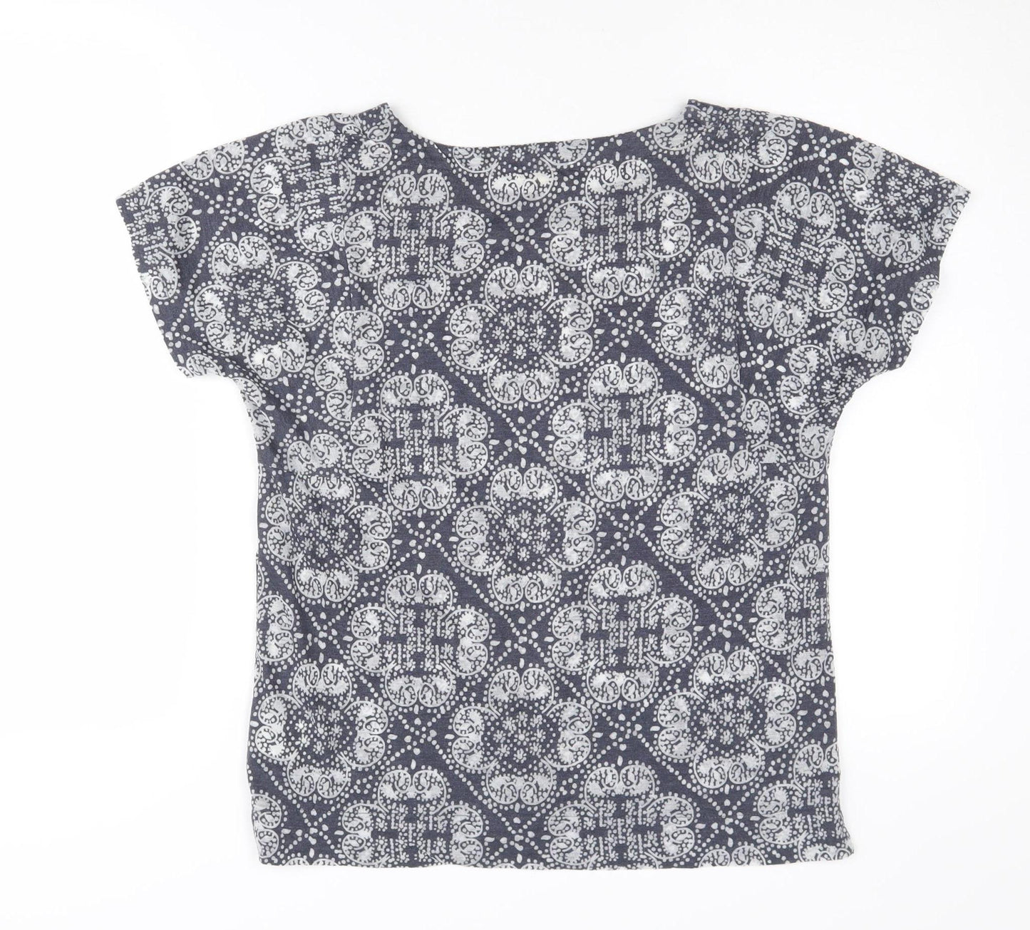 White Stuff Women's Blue Geometric T-Shirt Size 8