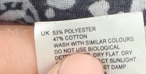 White Stuff Women's Blue Geometric T-Shirt Size 8