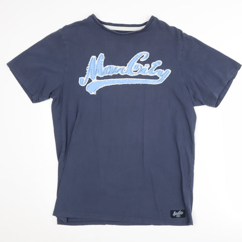Man City Men’s Blue T-Shirt, Medium, Casual Crew Neck