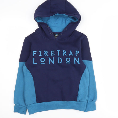 Firetrap Boys Blue Hoodie, 7-8 Years, Pullover, Casual