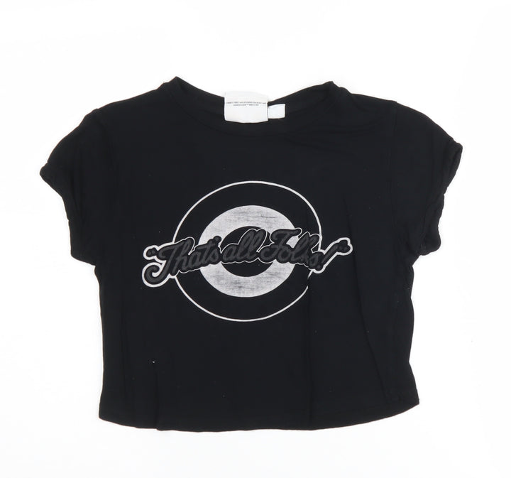 Looney Tunes Black Cropped T-Shirt, Size 6