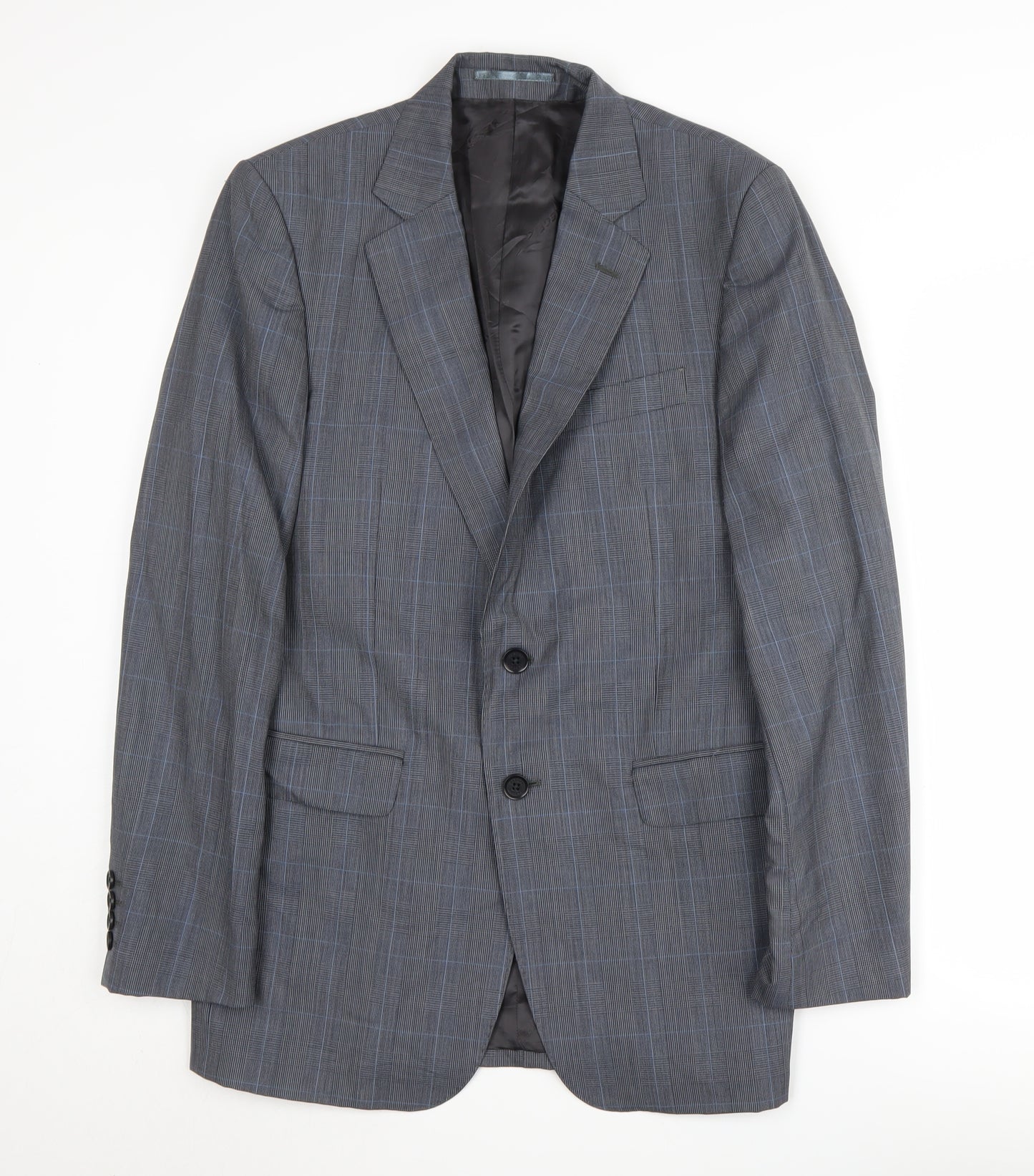 Jaeger Men's Grey Check Regular Fit Blazer 38R