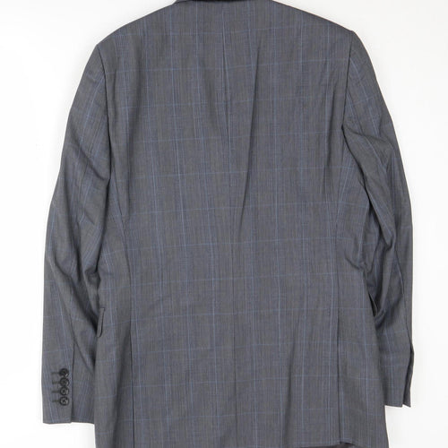 Jaeger Men's Grey Check Regular Fit Blazer 38R