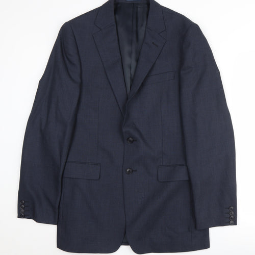 Jaeger Men's Blue 38L Wool Blazer Jacket