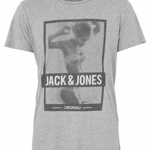 Jack & Jones Men's Grey Graphic Print T-Shirt L