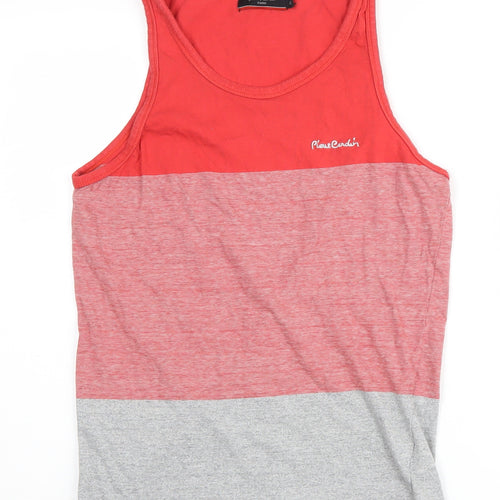 Pierre Cardin Men's Red Sleeveless Colourblock T-Shirt, Size S