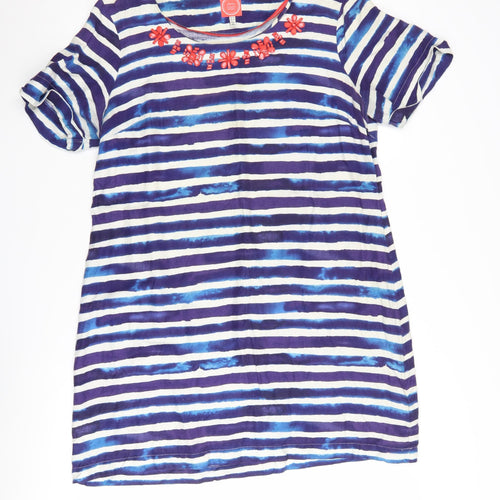 Joules Women's Blue Striped Dress UK 14 Casual