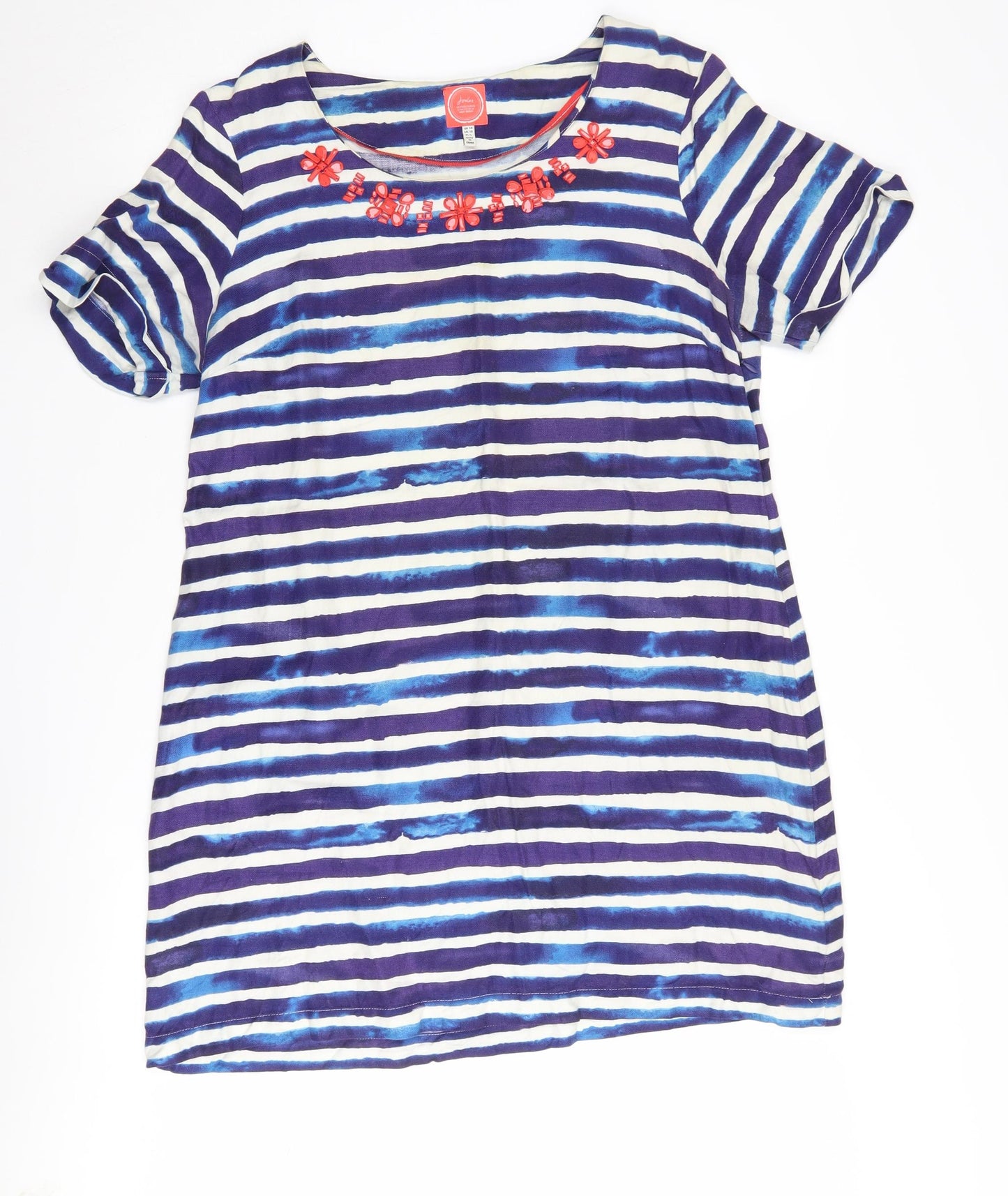 Joules Women's Blue Striped Dress UK 14 Casual