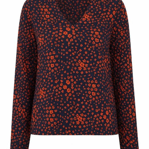 Laura Ashley Women's Blue Floral V-Neck Blouse Size 8