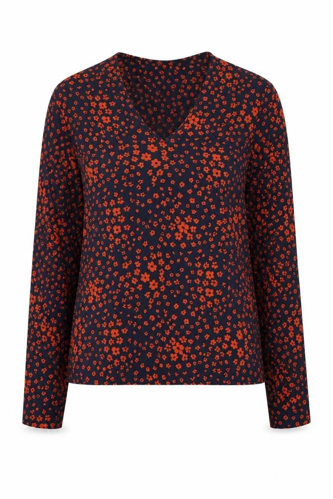 Laura Ashley Women's Blue Floral V-Neck Blouse Size 8