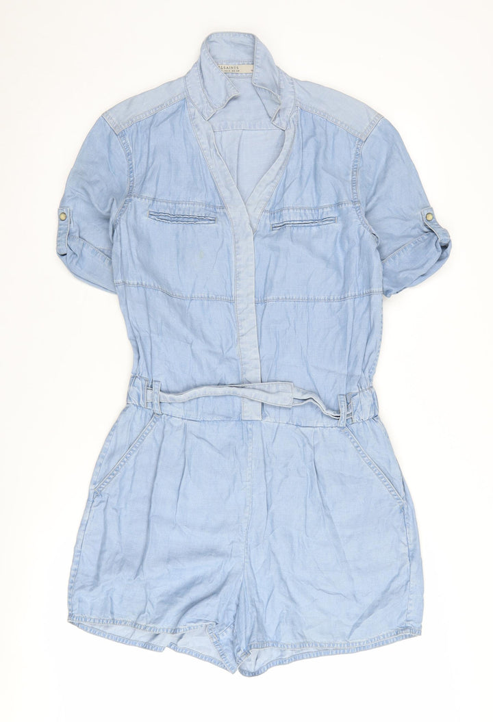 AllSaints Women's Blue Playsuit - Size 10, Casual Summer Style