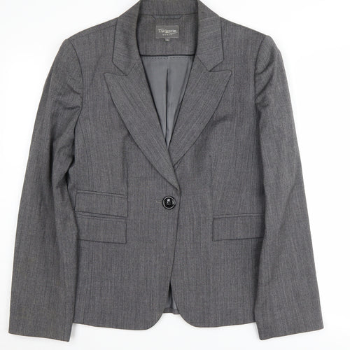 TM Lewin Women's Grey Blazer - Size 12 Regular Fit