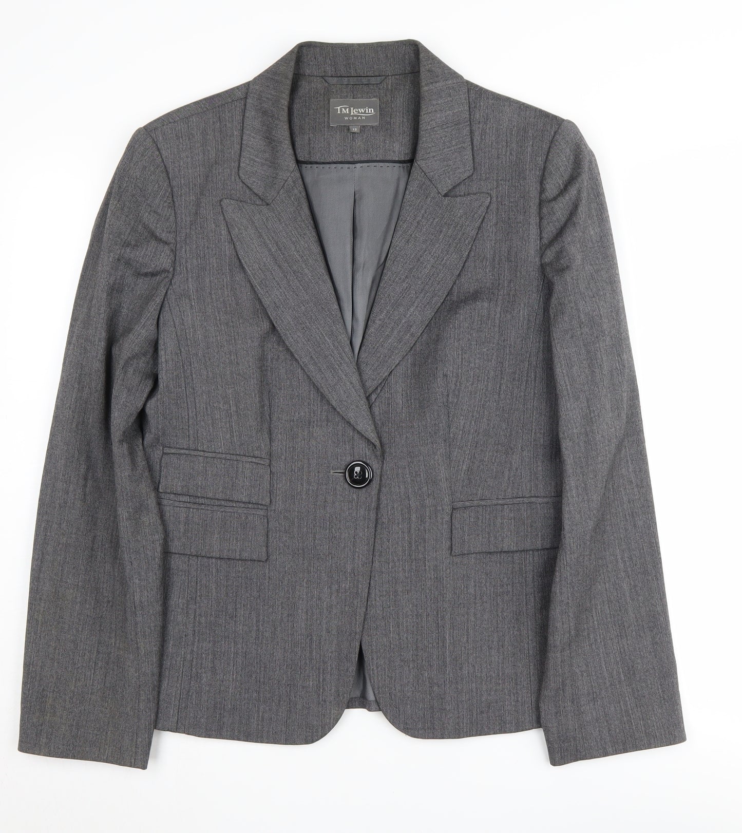 TM Lewin Women's Grey Blazer - Size 12 Regular Fit