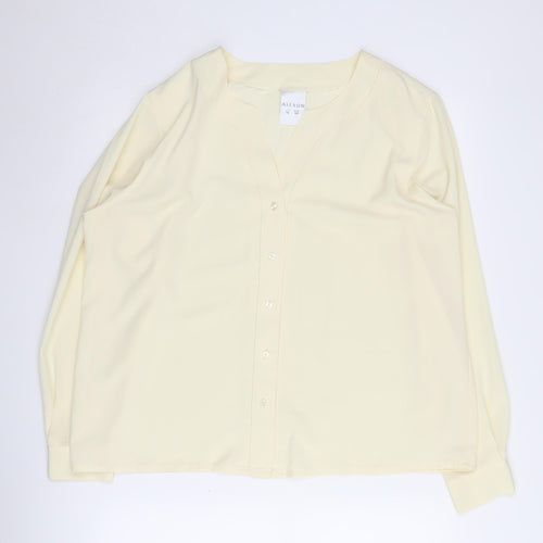 Alexon Women's Beige Button-Up Long Sleeve Blouse