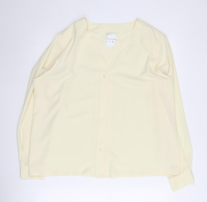 Alexon Women's Beige Button-Up Long Sleeve Blouse