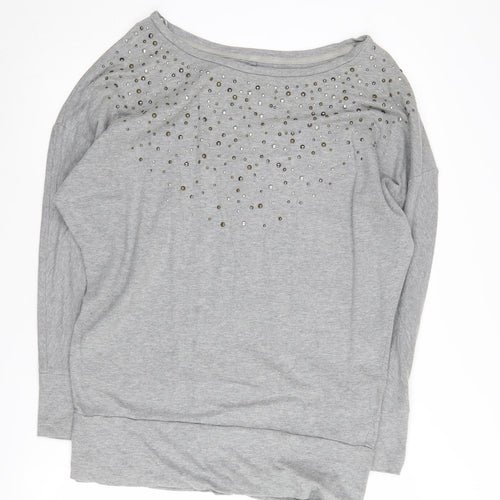 DKNY Women’s Grey Studded Pullover Sweatshirt Medium