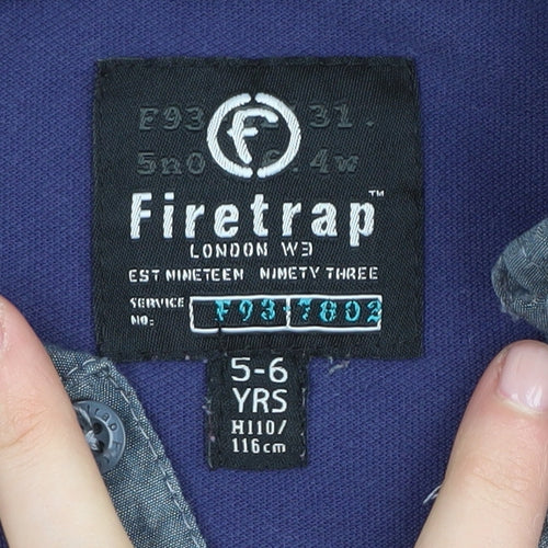 Firetrap Boys Blue Polo Shirt 5-6 Years Button Collar