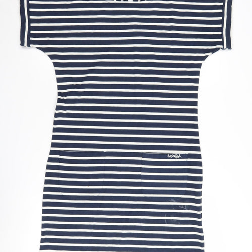 Weird Fish Women's Blue Striped T-Shirt Dress Size 10
