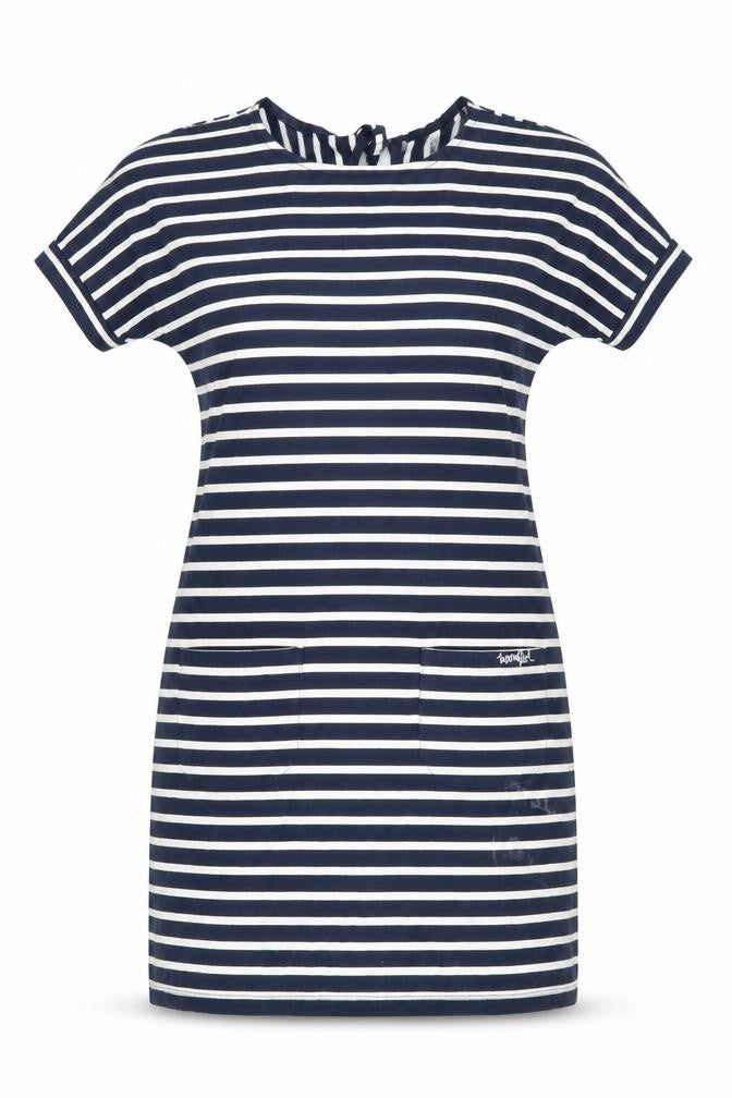 Weird Fish Women's Blue Striped T-Shirt Dress Size 10