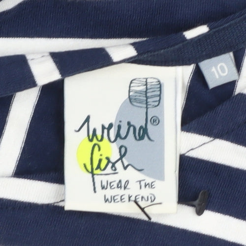Weird Fish Women's Blue Striped T-Shirt Dress Size 10