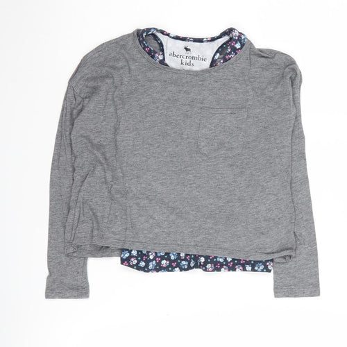 Abercrombie Kids Grey Girls Long Sleeve T-Shirt 7-8 Years