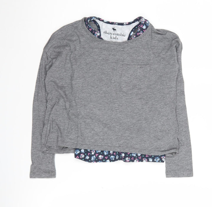 Abercrombie Kids Grey Girls Long Sleeve T-Shirt 7-8 Years