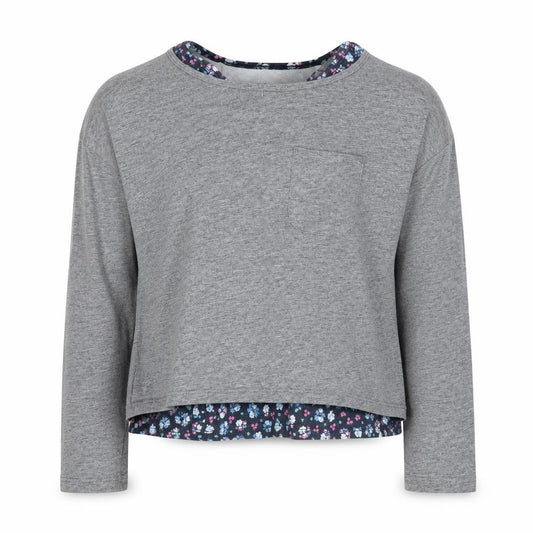 Front view of Abercrombie & Fitch Kids Grey girls’ long sleeve t-shirt 7-8 years