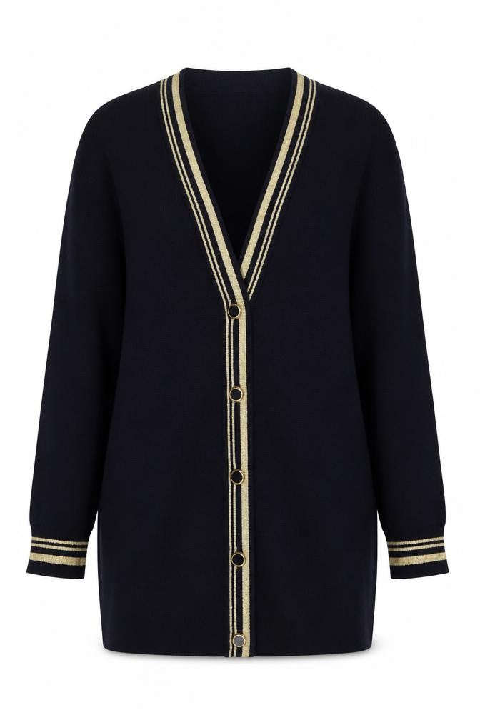 Front view of Viyella Women's Black V-Neck Cardigan, Medium