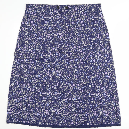 Laura Ashley Women's Blue Floral A-Line Skirt, Size L