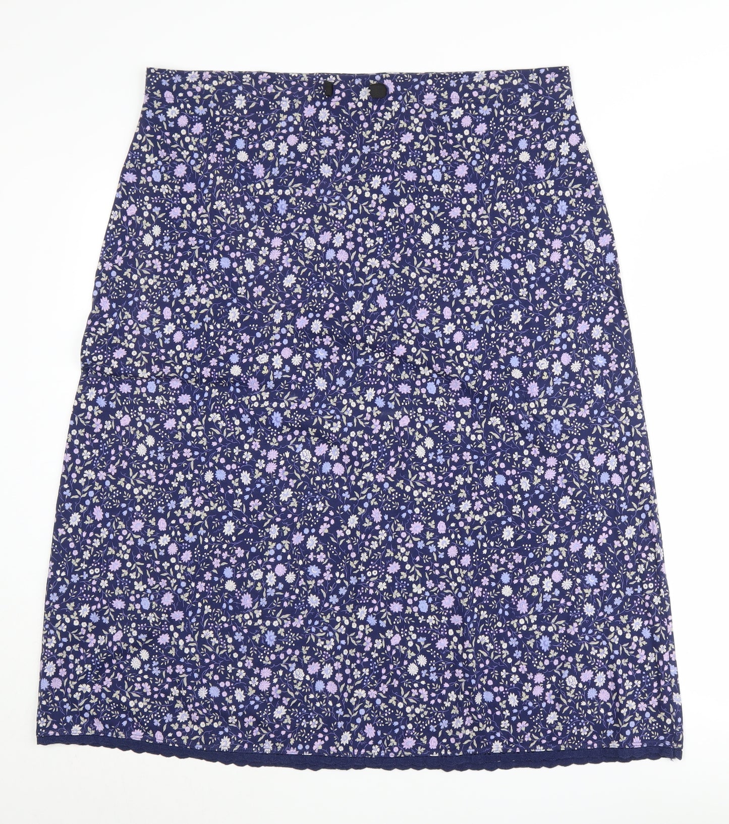 Laura Ashley Women's Blue Floral A-Line Skirt, Size L