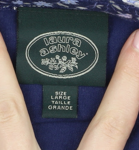 Laura Ashley Women's Blue Floral A-Line Skirt, Size L