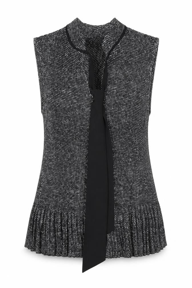 Front view of DKNY Women's Sleeveless Black Tunic Blouse -, size 6