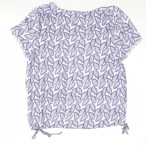 White Stuff Women's Multicoloured Linen T-Shirt, Size 12