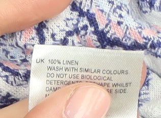 White Stuff Women's Multicoloured Linen T-Shirt, Size 12