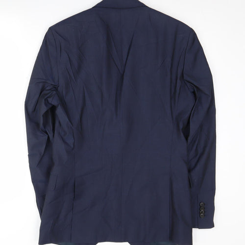 Hugo Boss Mens Blue Wool Silk Blazer, Size 38R, Formal