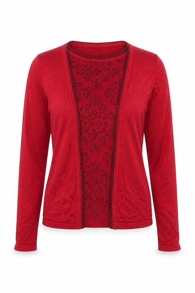 Front view of Honor Millburn Women's Red Cardigan S Size