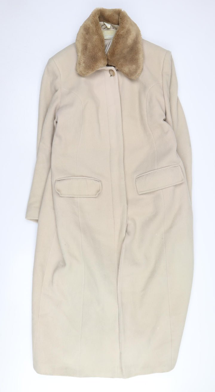 Amaranto Beige Women's Wool Long Overcoat Size 16