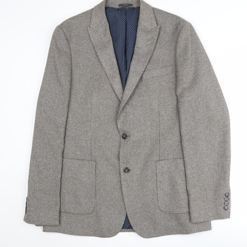 Marks and Spencer Men's Grey 42L Herringbone Blazer