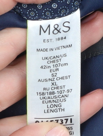 Marks and Spencer Men's Grey 42L Herringbone Blazer