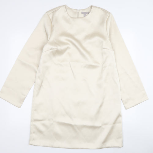 H&M Women Ivory Long Sleeve Dress Size M