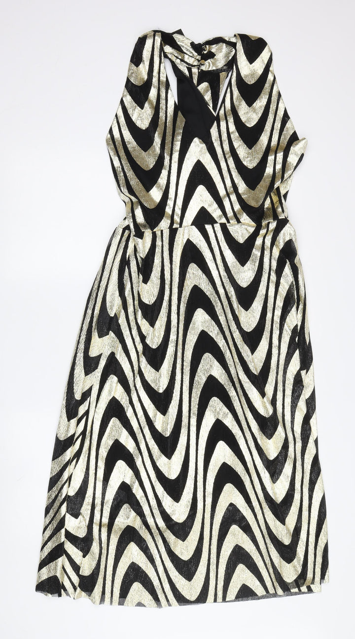 Et Vous Women's Gold Black A-Line Party Dress Size 14
