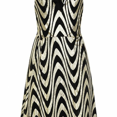 Et Vous Women's Gold Black A-Line Party Dress Size 14