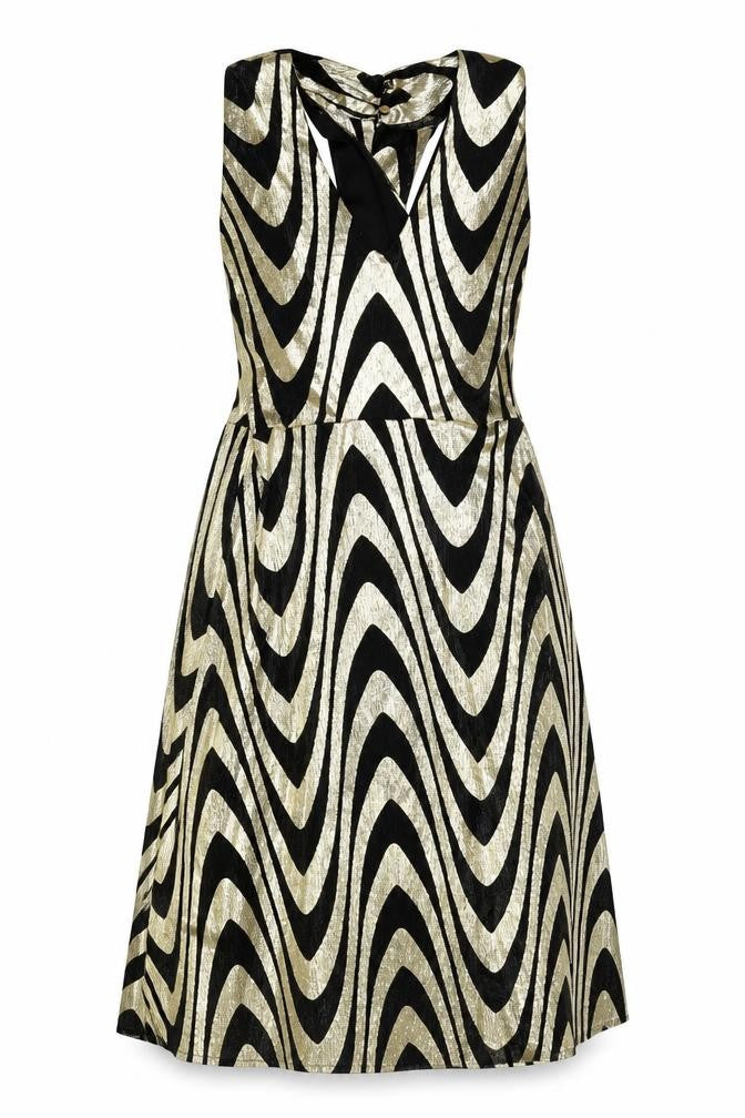Et Vous Women's Gold Black A-Line Party Dress Size 14