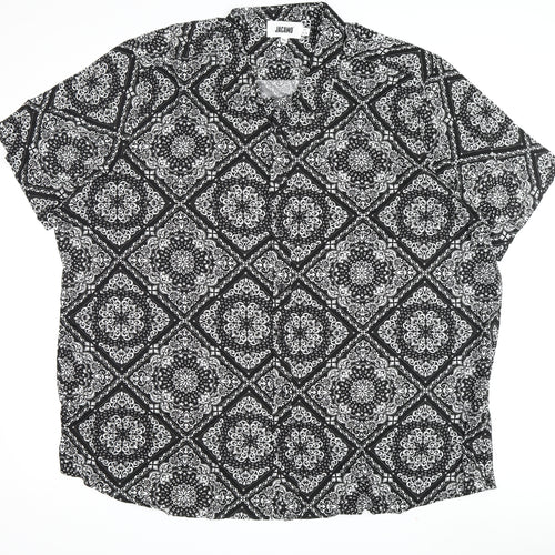 Jacamo Men's Black Geometric 3XL Button-Up Shirt