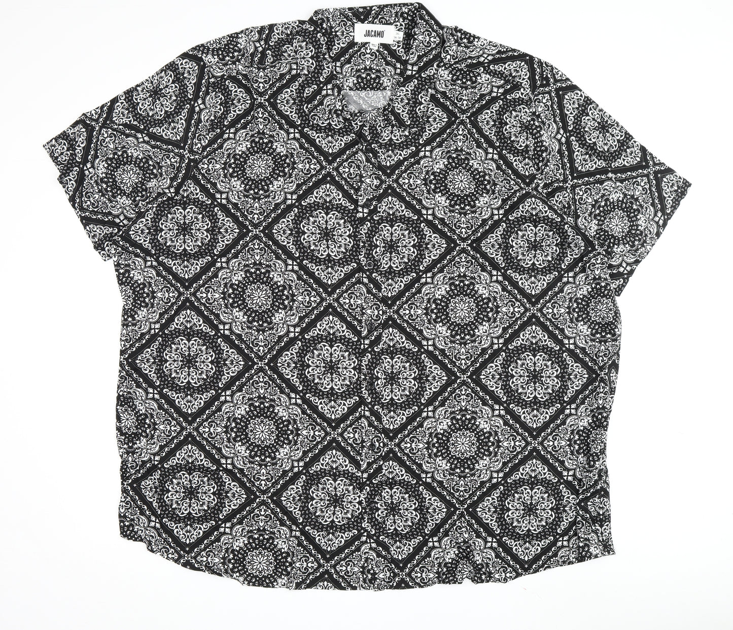 Jacamo Men's Black Geometric 3XL Button-Up Shirt