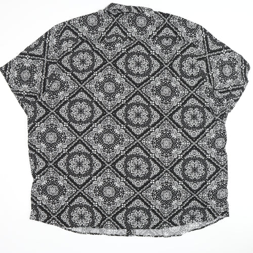 Jacamo Men's Black Geometric 3XL Button-Up Shirt