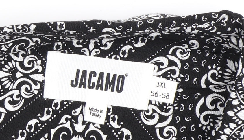 Jacamo Men's Black Geometric 3XL Button-Up Shirt