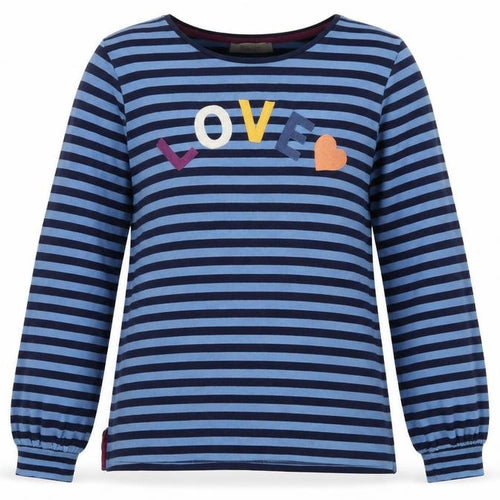 Oasis Women's Blue Striped T-Shirt, Size S, Casual Style